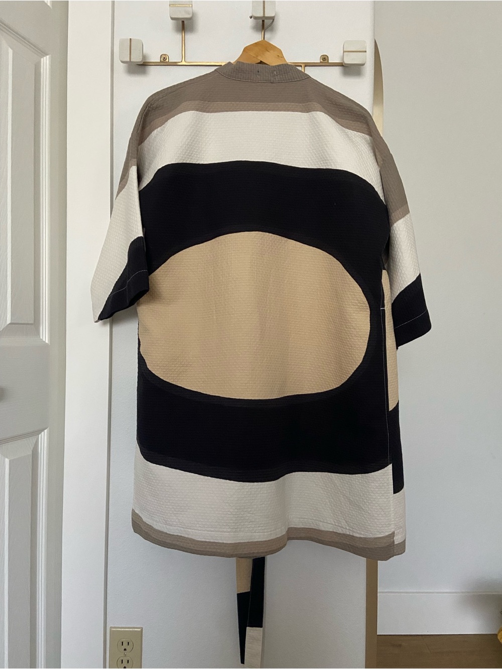 Marimekko Melooni Bathrobe Grey Cotton Waffle - Picture 2 of 7